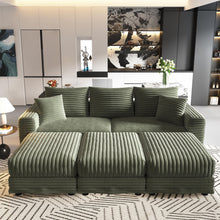 Load image into Gallery viewer, Convertible Deep Seat Sofa With Soft Pillows And Ottomans
