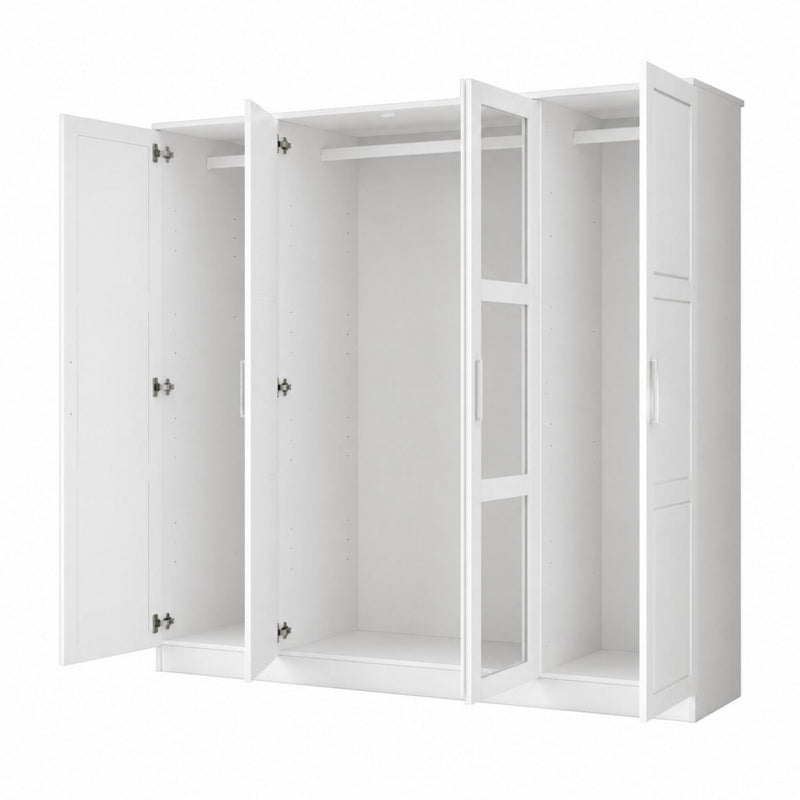 Solid Wood Mirrored Four Door Combo Dresser (763747) - White