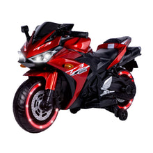 Load image into Gallery viewer, Kids 12V Motorcycle With Training Wheels, Manual Throttle, And Lighting Wheels For Boys And Girls Ages 3-6 - Red
