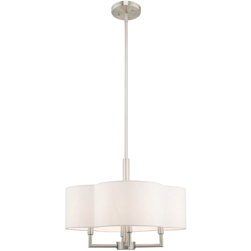 17" Four Light Dimmable Chandelier With Shades - Nickel