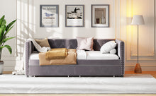 Load image into Gallery viewer, Sofa bed with drawers, modern velvet upholstered sofa bed with button tufted sofa bed frame with double drawers, bedroom living room furniture, Grey(83.47&#39;&#39;x42.91&#39;&#39;x30.71&#39;&#39;&#39;)
