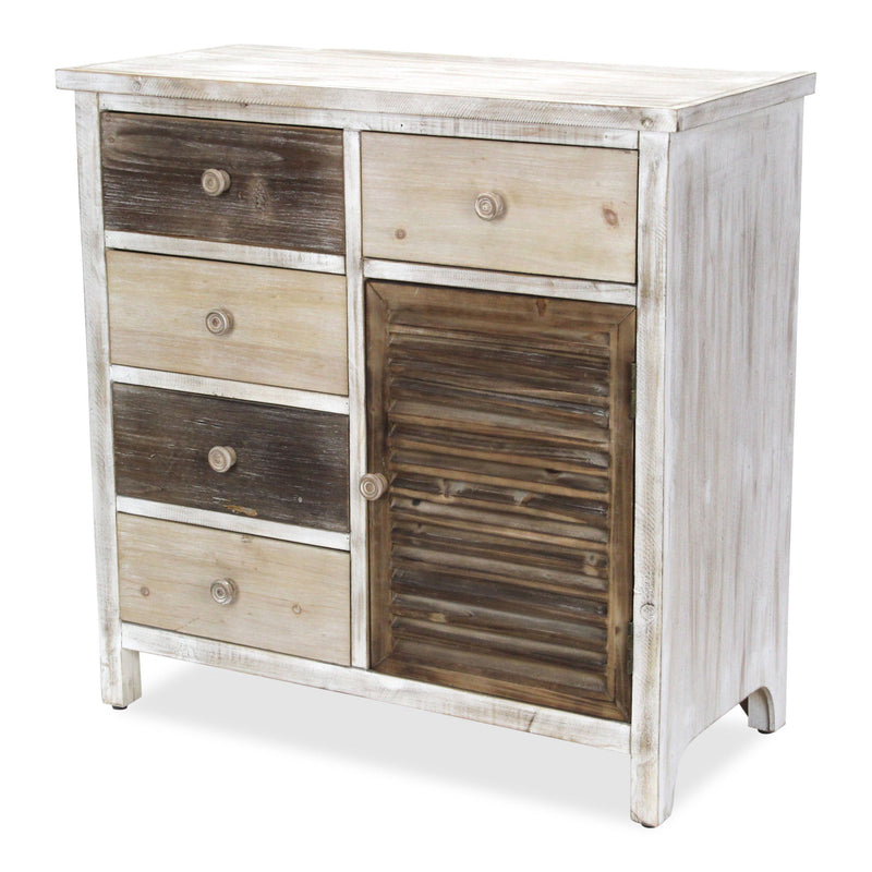 Solid Wood End Table With Five Drawers And Two Shelves - Brown