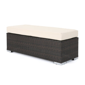 Enthrallia - Outdoor Wicker Bench With Foam Filled Cushion