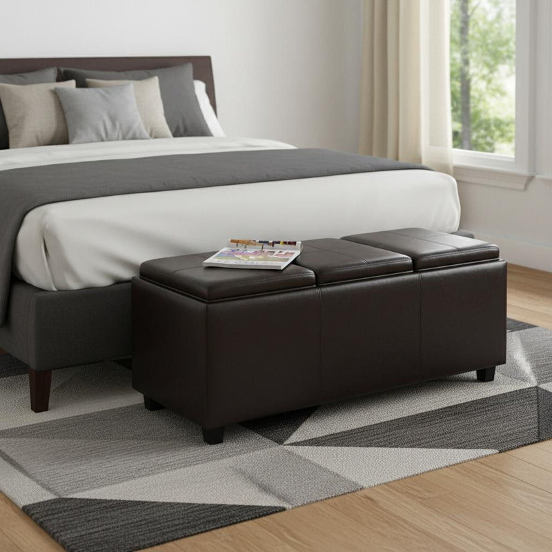 Modern Upholstery Storage Ottoman - Dark Brown / Brown
