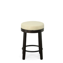 Load image into Gallery viewer, Faux Leather And Solid Wood Swivel Backless Counter Height Bar Chairs (Set of 2) - Cream And Espresso
