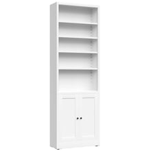 Load image into Gallery viewer, Bookcase Tall 5-Tier Adjustable Storage Shelf With Door Deep - White
