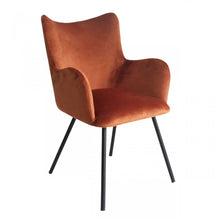 Load image into Gallery viewer, Upholstered Velvet Wing Back Dining Arm Chair - Orange
