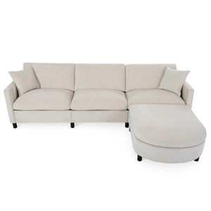 107.87'Sectional Sofa Couch With 1 Ottoman,Seat Cushion and Back Cushion Removable