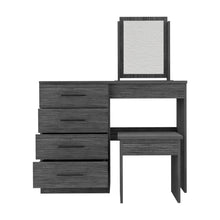 Load image into Gallery viewer, 39" Wood Four Drawer Vanity Table With Mirror And Seat - Gray
