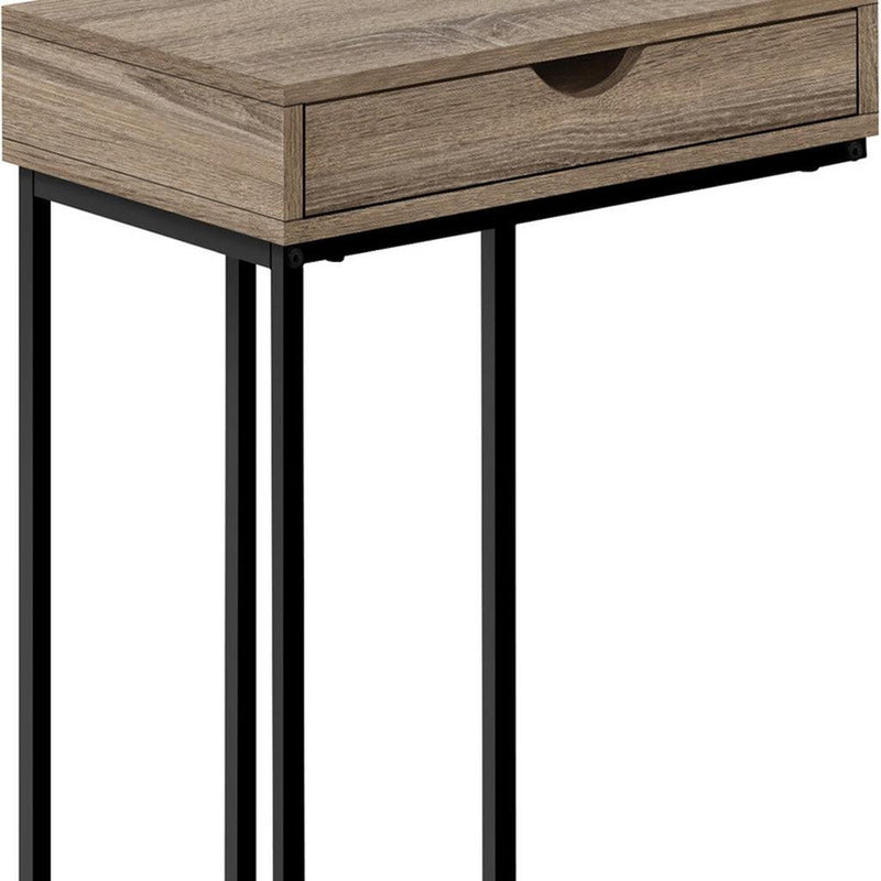 Laminate And Iron End Table With Drawer - Taupe And Black
