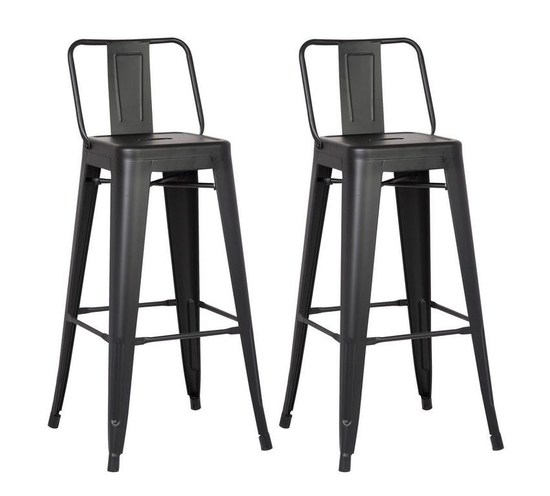 Iron Low Back Bar Height Bar Chairs (Set of 2) - Black