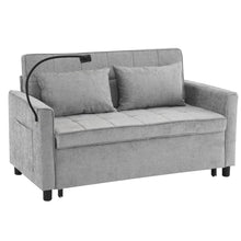 Load image into Gallery viewer, Pull-Out Sleeper Sofa With Reversible Backrest Cushion, Side Pockets, 2 USB Ports And A Phone Holder For Living Room
