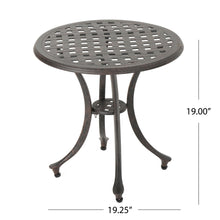 Load image into Gallery viewer, Lunaire - Outdoor Round Cast Aluminum Side Table With Lattice Top And Curved Legs - Bronze
