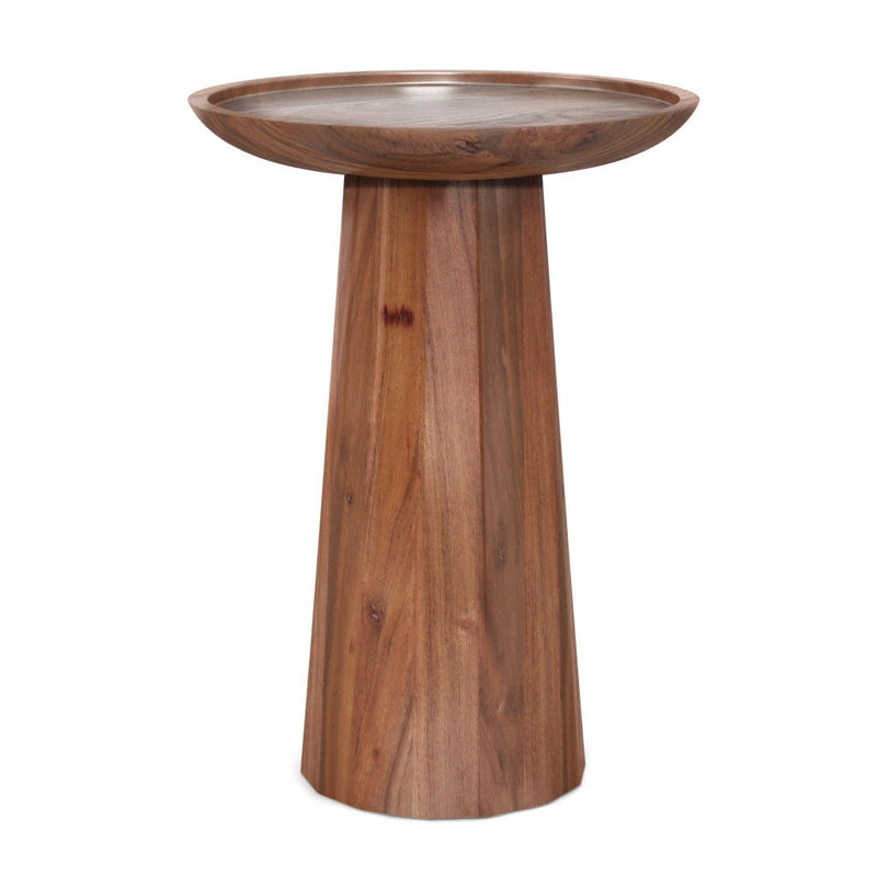 Solid Wood Round End Table - Cream
