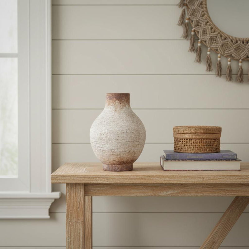 Round Table Vase (568845) - Ivory / Brown