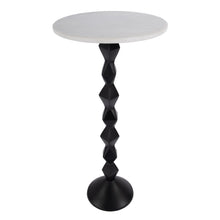 Load image into Gallery viewer, 25" Marble And Aluminum Round Pedestal End Table - Black And White
