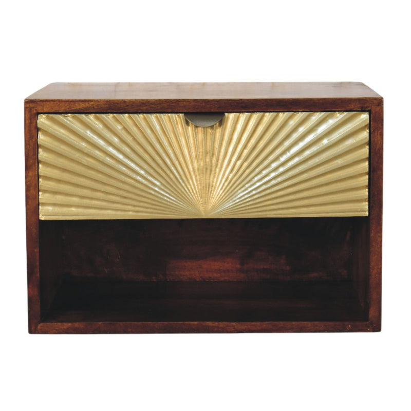 Solid Wood Two Drawer Floating Nightstand (731540) - Brown