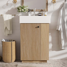 Load image into Gallery viewer, Bathroom Vanity With Sink, Freestanding Wood Grain Cabinet With Storage
