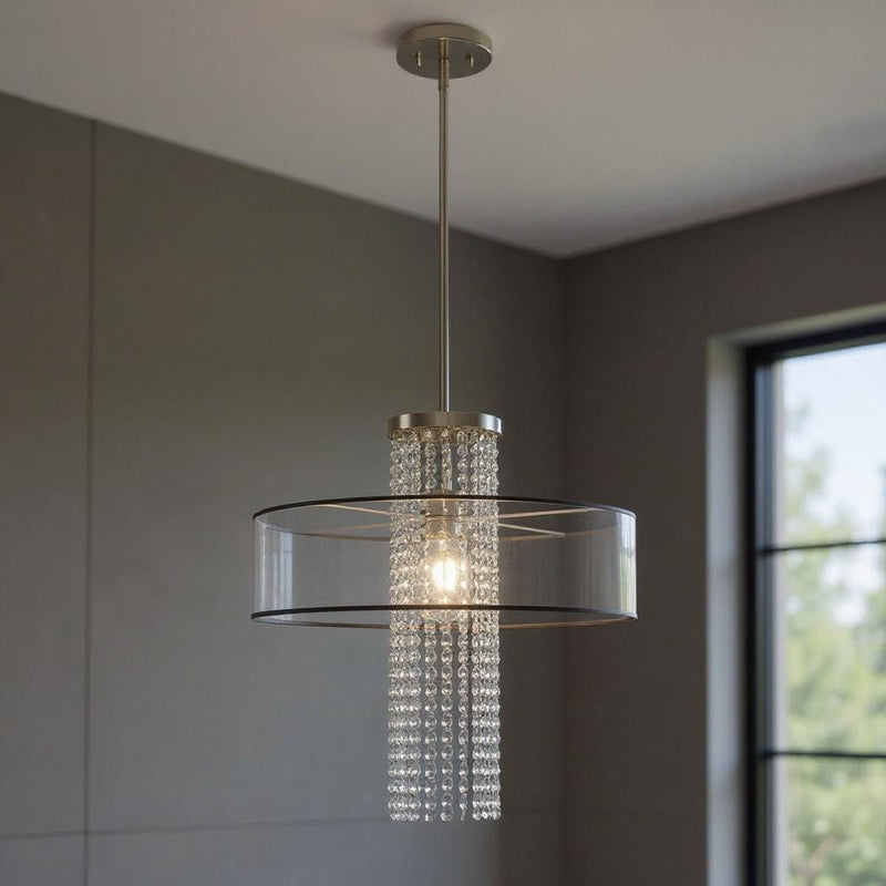 28" Dimmable Chandelier With Shades - Nickel