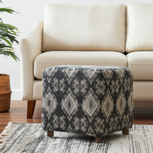 Load image into Gallery viewer, Cotton And Brown Cube Ottoman - Gray
