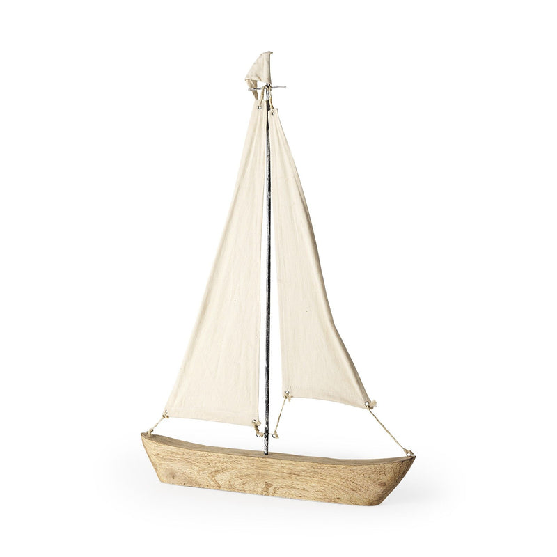 Fabric Sailboat Tabletop Sculpture - Brown