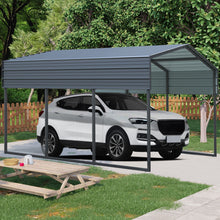 Load image into Gallery viewer, 10 X 15 Ft Carport, Outdoor Carport, Heavy Duty Carport Canopy With Galvanized Steel Roof And Frame, Metal Carport Large Garage For Driveway Car, Truck - Charcoal
