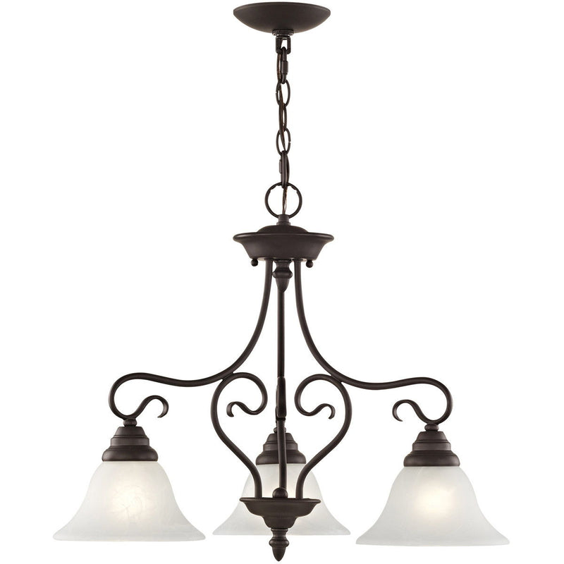21" Three Light Dimmable Chandelier With Shades - Bronze