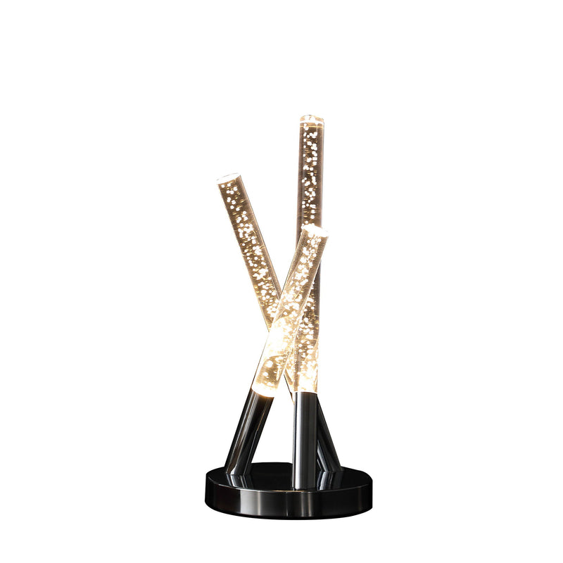 Acrylic And Metal Three Rod Abstract Table Lamp - Silver
