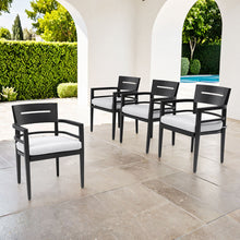 Load image into Gallery viewer, Outdoor Patio Dining Chairs With Outdoor Grade Sunbrella Fabric Cushions, Tapered Feet (Set of 4) - Ember Black
