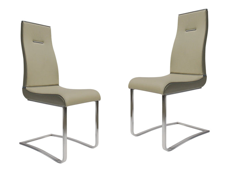 Upholstered Faux Leather Dining Side Chairs (Set of 2) - Gray / Silver