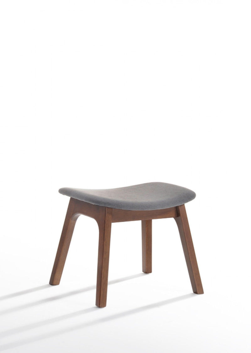 Solid Color Lounge Chair With Ottoman - Gray And Walnut