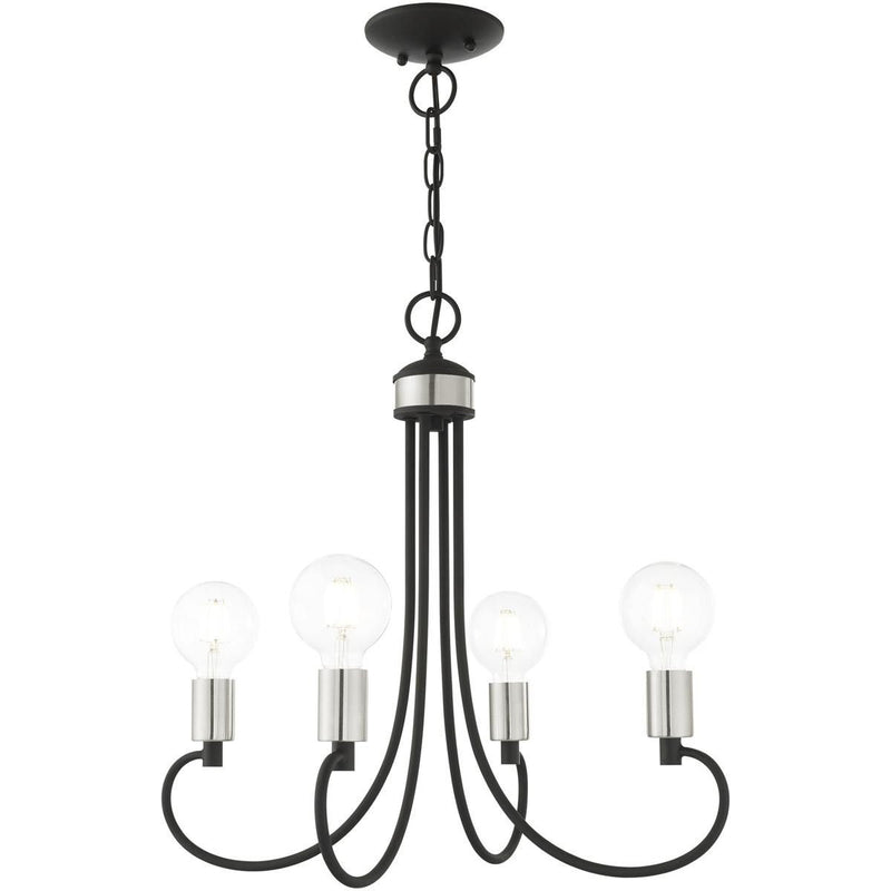 20" Four Light Dimmable Chandelier With Shades - Black