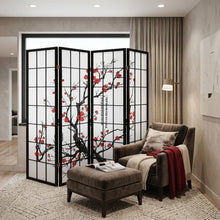 Load image into Gallery viewer, Folding Four Panel Screen Room Divider (469132) - Black / White
