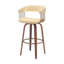 Load image into Gallery viewer, 31" Faux Leather Swivel Bar Height Bar Chair - Cream And Wood Brown

