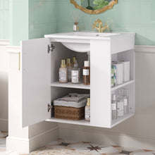 Load image into Gallery viewer, Wall Mounted Bathroom Cabinet With Side Shelf Combo, Vanity With Sink - White
