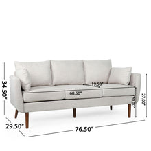 Load image into Gallery viewer, Diaphanous - Upholstered 3 Seater Sofa With 2 Accent Pillows And Wood Legs
