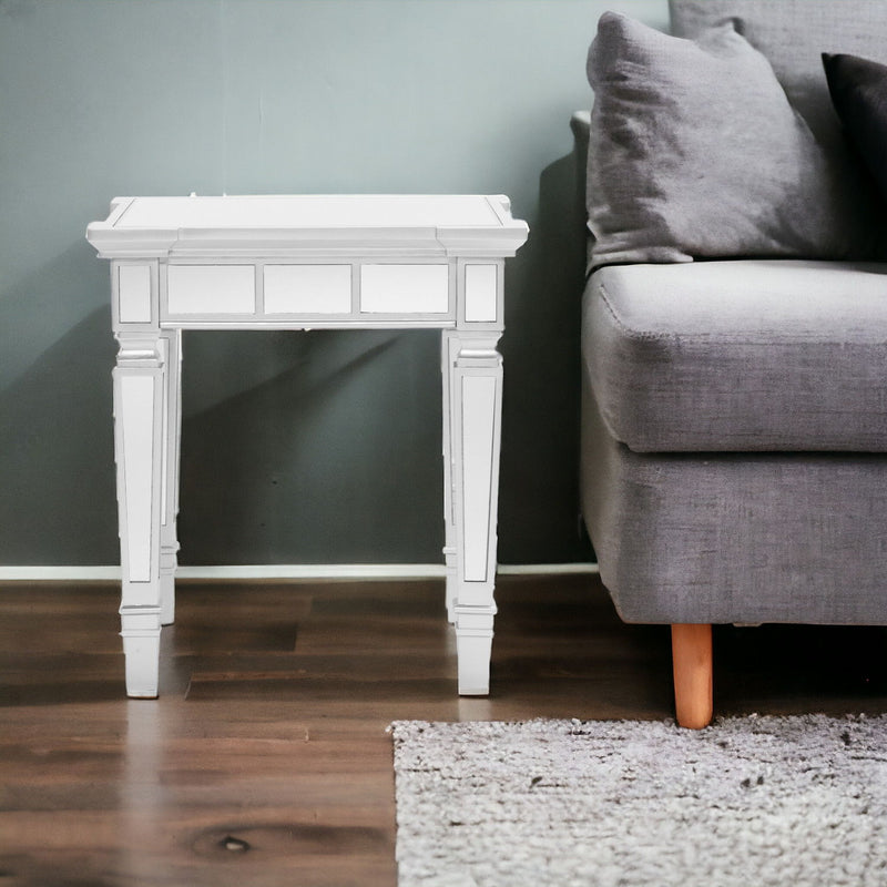 Glass Square End Table - Silver