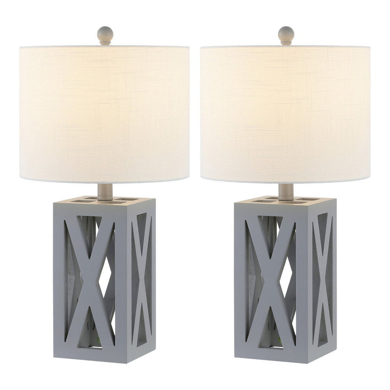Table Lamps LED With Drum Shades (Set of 2) - Gray