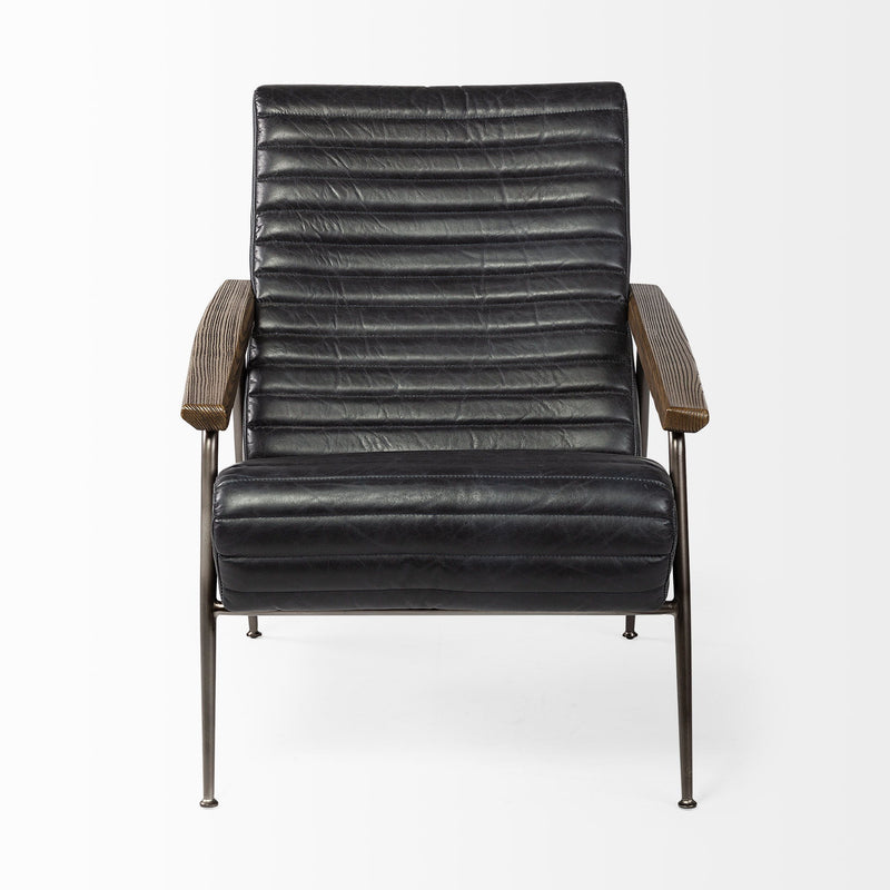 Faux Leather Lounge Chair - Black And Brown