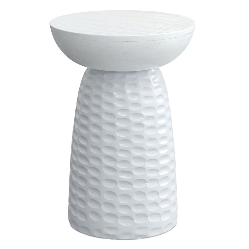 18" Solid Wood Round End Table - White