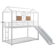 Load image into Gallery viewer, Twin Over Twin Metal Bunk Bed ,Metal Housebed With Slide,Three Colors Available.(White with White  Slide)(OLD SKU :LP000095AAK)
