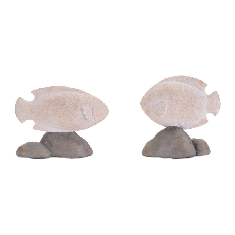 Poly Fish Figurines (Set of 4) - Beige / Gray
