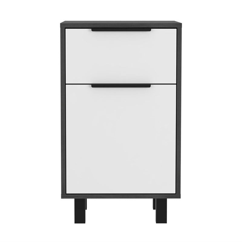 Stylish And Contemporary Bedroom Nightstand - Smokey Oak And White