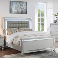 Load image into Gallery viewer, 3 Piece Bedroom Set, Sleek Modern Bed With LED Nightstands
