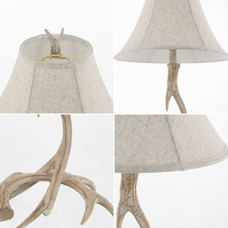 Antlers Table Lamp With Bell Shade - Beige