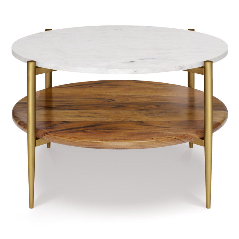 17" Solid Wood Round End Table - White