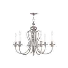 Load image into Gallery viewer, 24" Six Light Metal Dimmable Chandelier With Shades - Nickel
