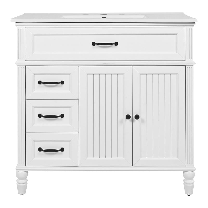 Bathroom Vanity With Sink, 2 Doors 2 Drawers, Freestanding Design