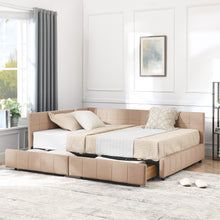 Load image into Gallery viewer, Mid-Century Storage Upholstered Tufted Bed Frame With Backrest And Armrests
