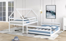 Load image into Gallery viewer, Twin over Full House Bunk Bed with Built-in Ladder,White
